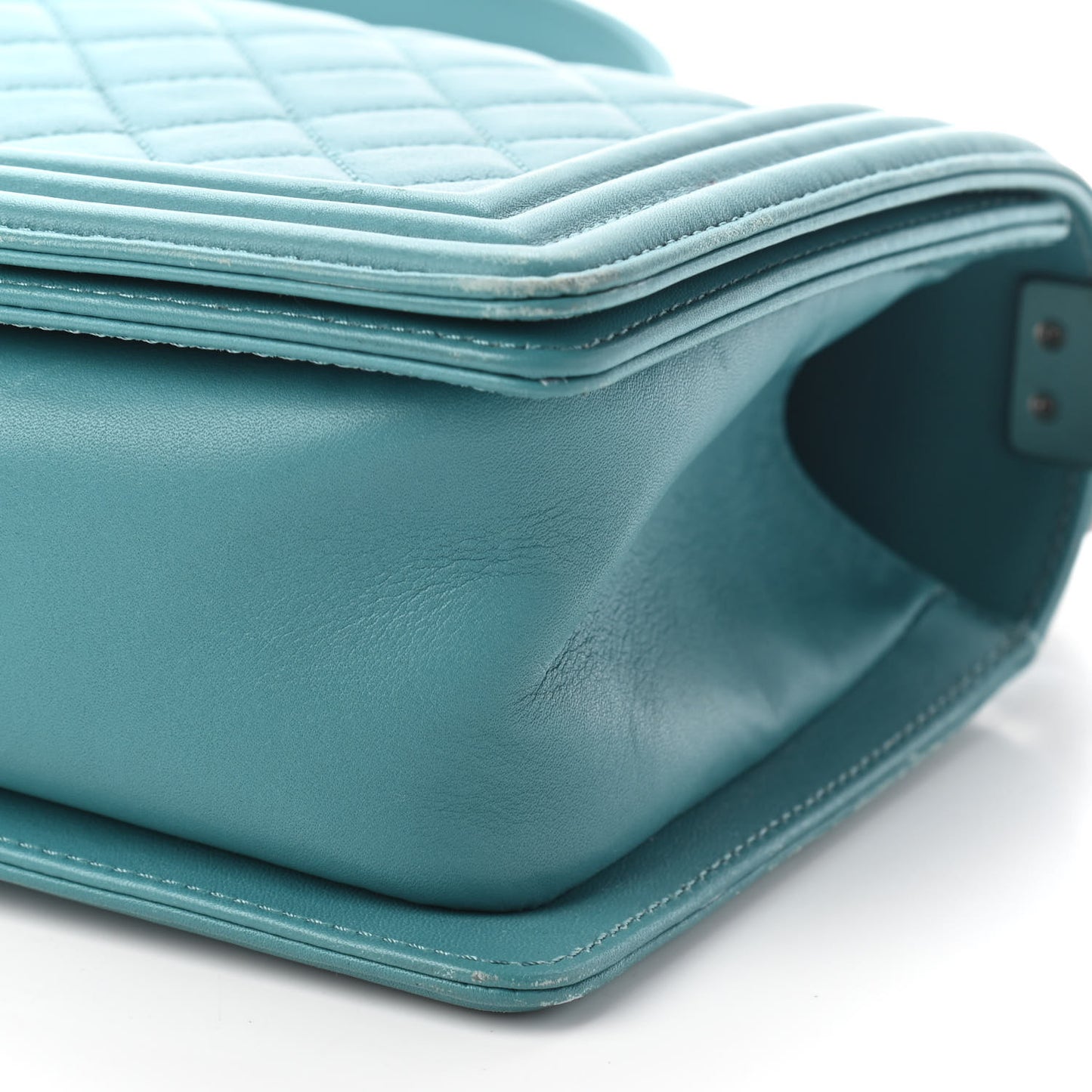 Calfskin Quilted Medium Boy Flap Turquoise