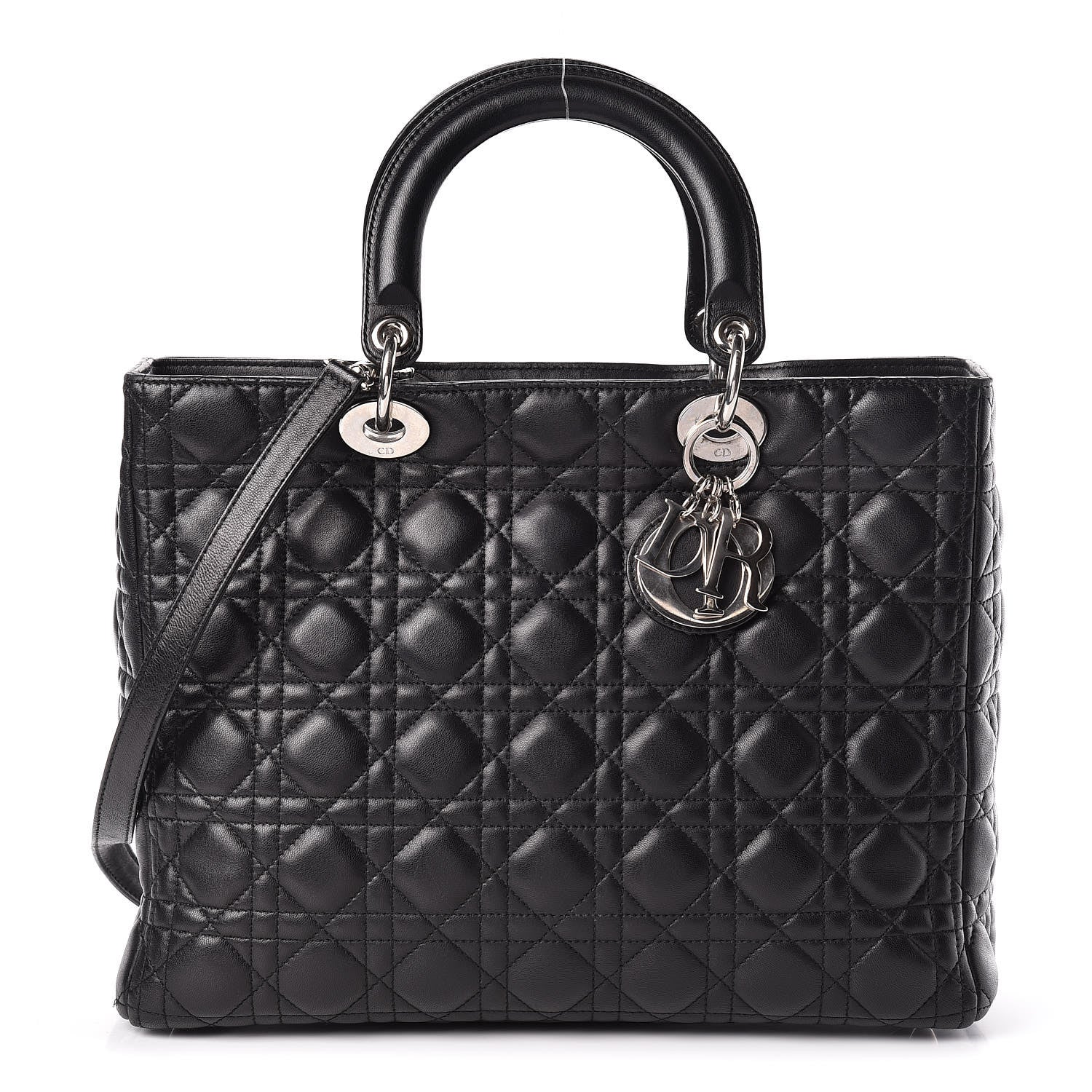 Christian Dior Lambskin Cannage Large Lady Dior Black 1 of 11