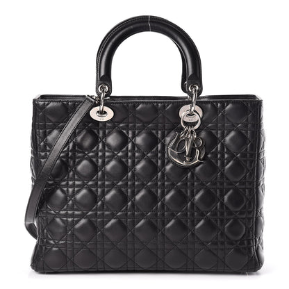 Christian Dior Lambskin Cannage Large Lady Dior Black 1 of 11