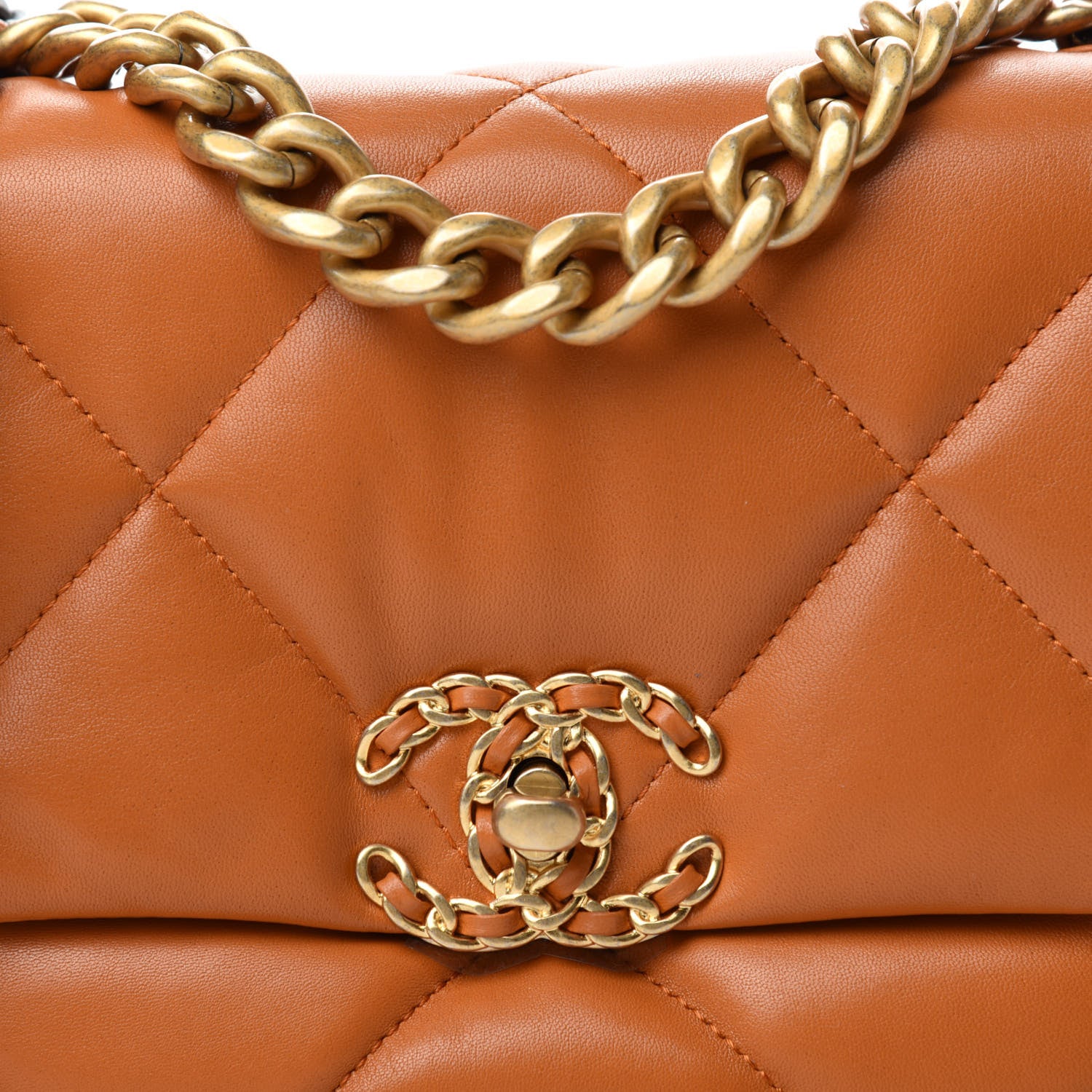 Chanel Lambskin Quilted Medium Chanel 19 Flap Light Brown 10 of 11