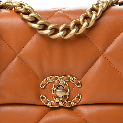 Chanel Lambskin Quilted Medium Chanel 19 Flap Light Brown 10 of 11