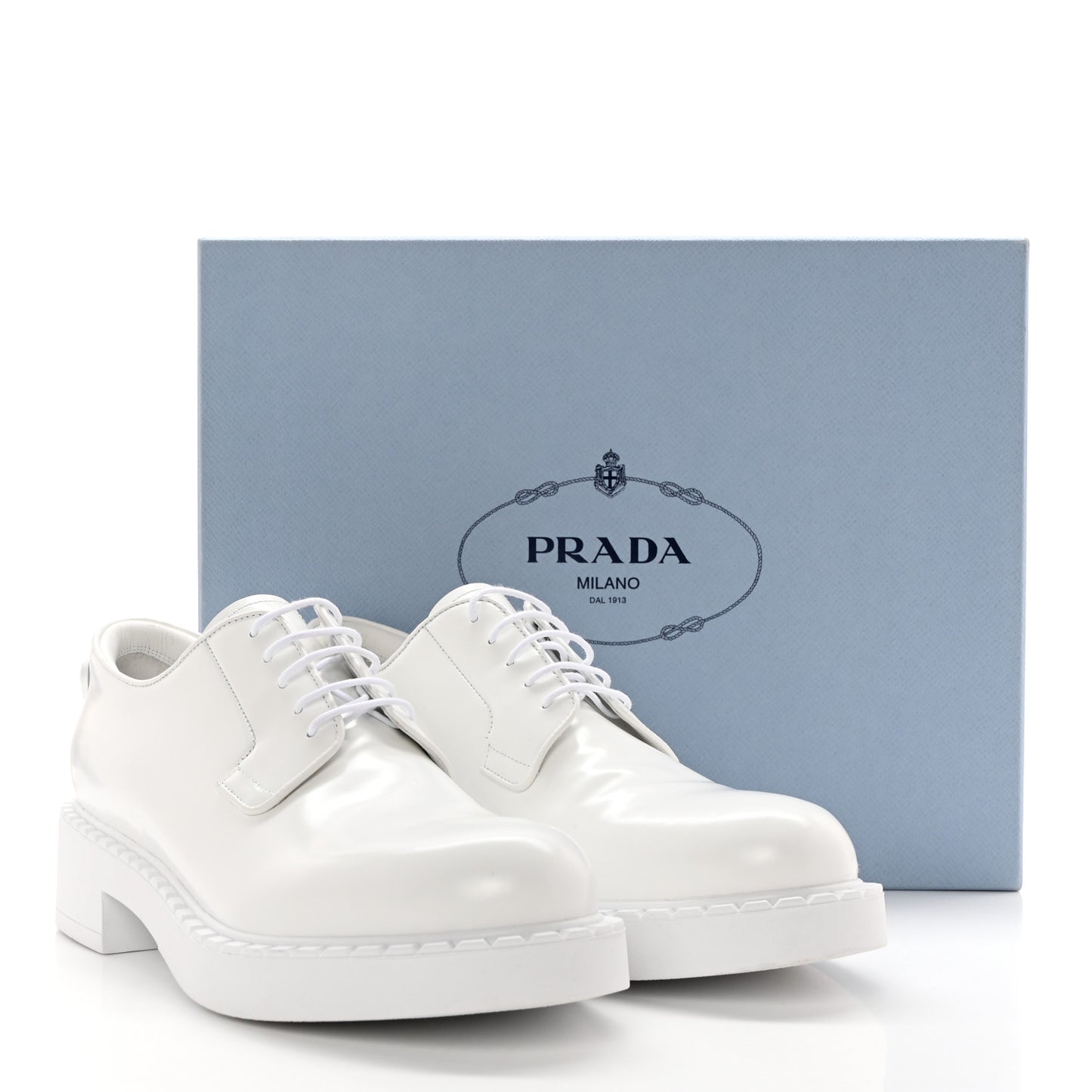 Spazzolato Rubber Triangle Logo 50mm Derby Loafers 40 White
