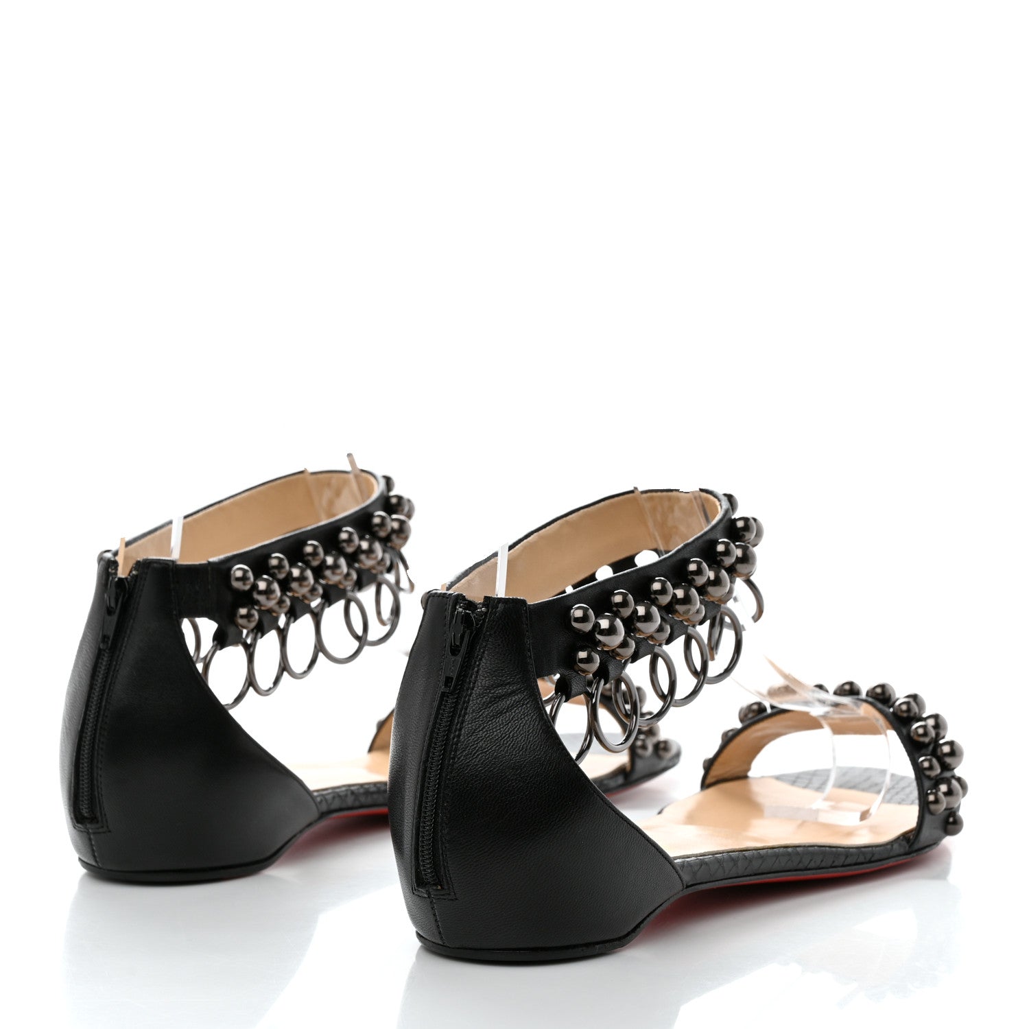 Christian Louboutin Shiny Nappa Lame Sirene Gypsoflat Sandals 40 Black 4 of 8