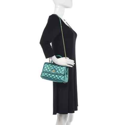 Chanel Metallic Caviar Quilted Mini Coco Handle Flap Blue 2 of 10