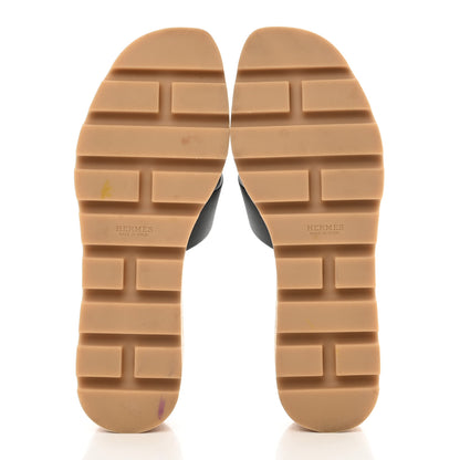 Hermes Calfskin Cork Eze 30 Sandals 37 Black 5 of 16