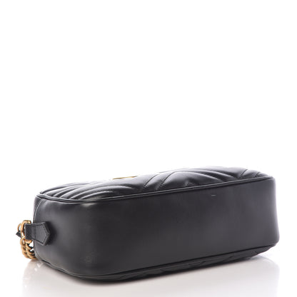 Gucci Calfskin Matelasse Small GG Marmont Chain Shoulder Bag Black 4 of 13