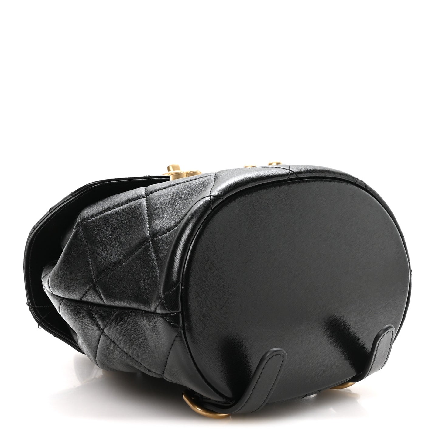Lambskin Quilted Logo Mini Backpack Black