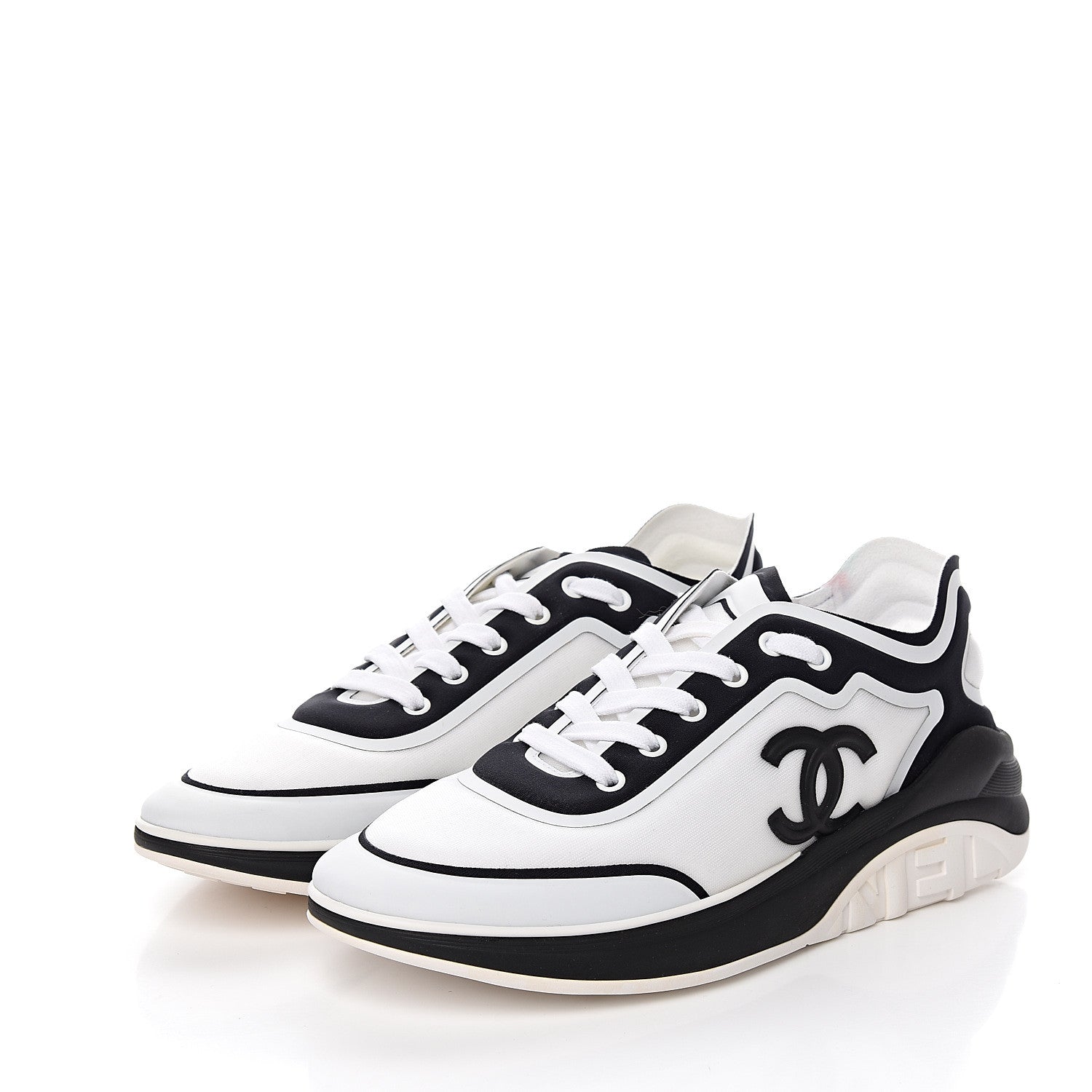 Chanel Suede Calfskin Stretch Fabric CC Sneakers 41.5 White 3 of 8