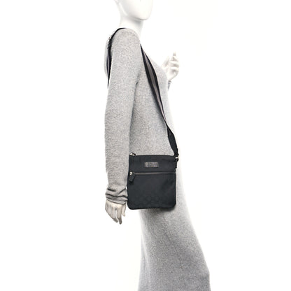 Gucci Nylon Monogram Mini Flat Messenger Bag Black 2 of 11