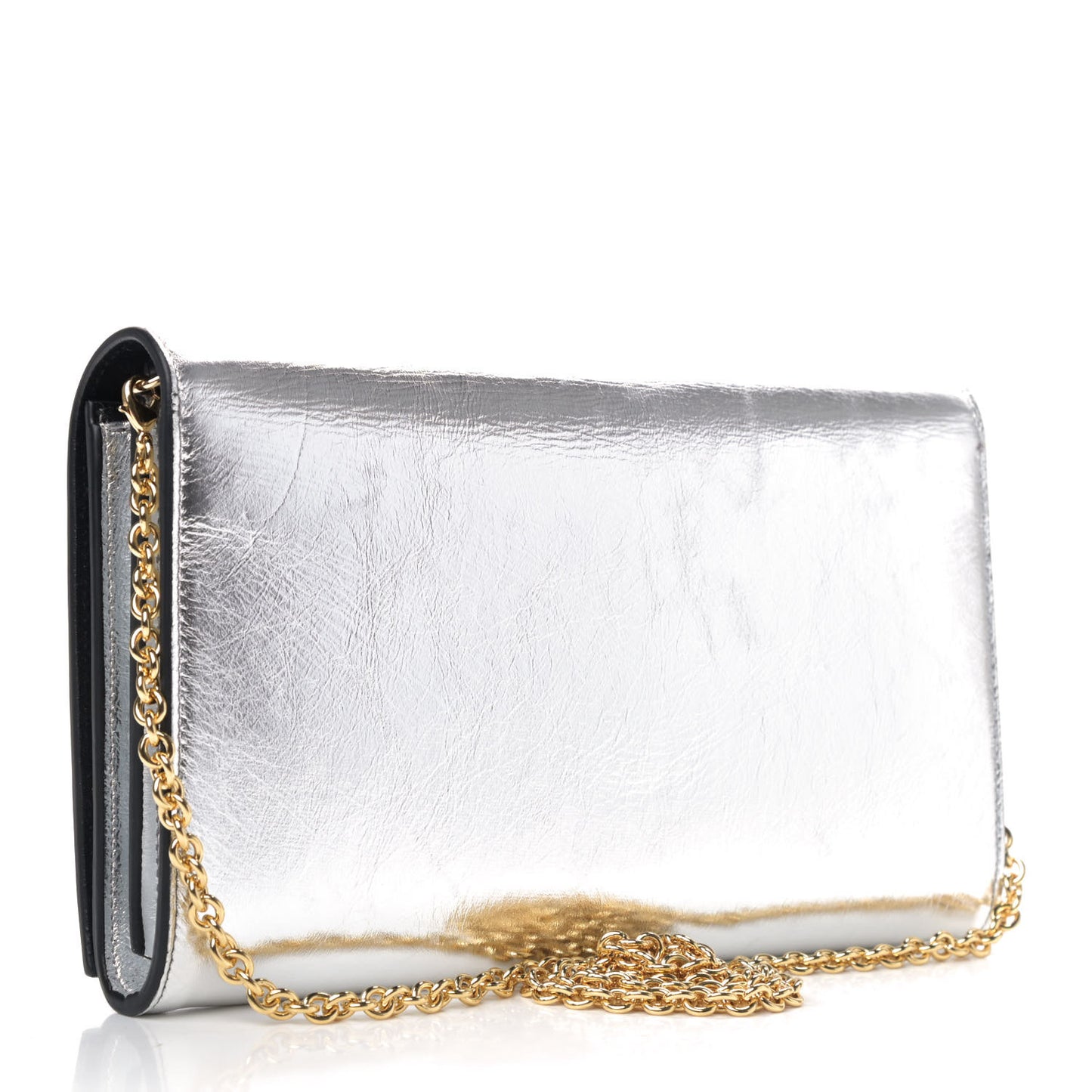 Metallic Calfskin Monogram Belle de Jour Chain Clutch Silver