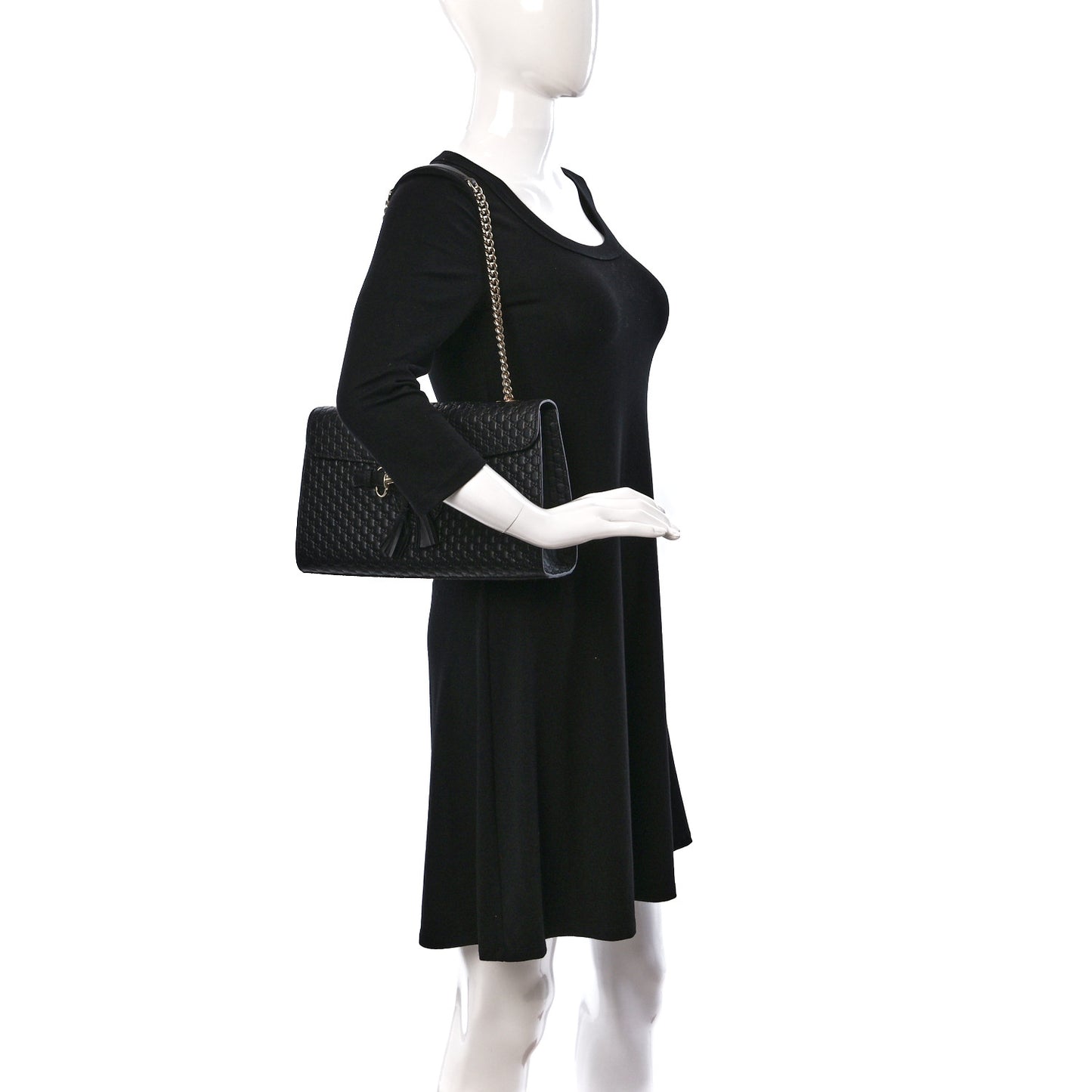 Microguccissima Medium Emily Chain Shoulder Bag Black
