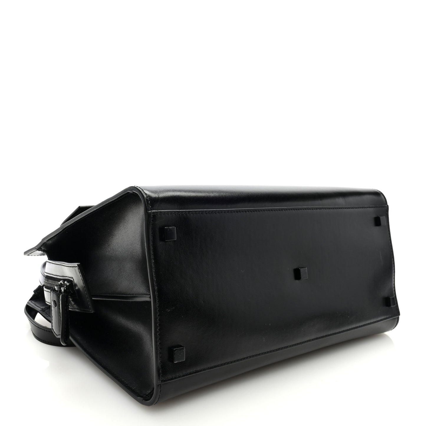 Shiny Calfskin Medium Uptown Tote Black