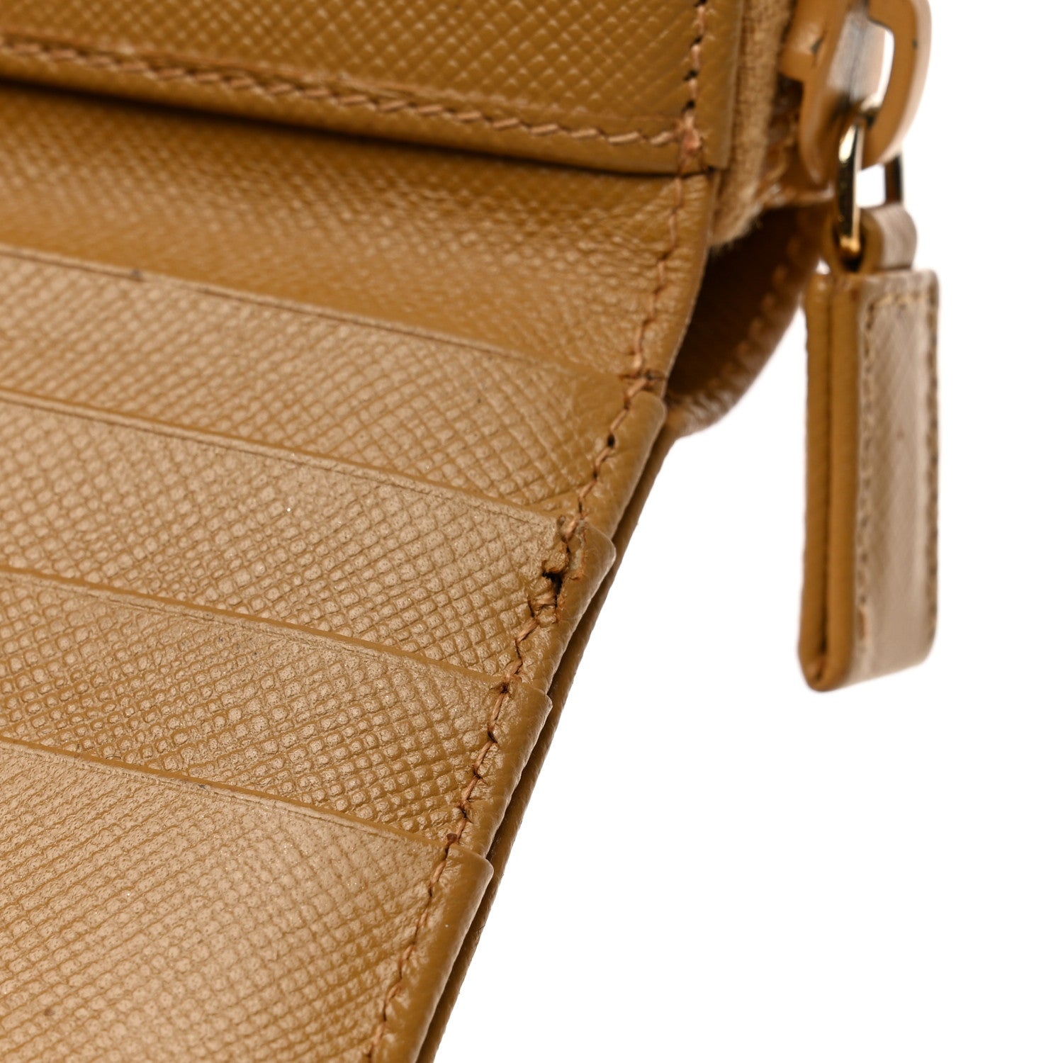 Prada Saffiano Triangle Compact Zip Around Wallet Miele 12 of 13