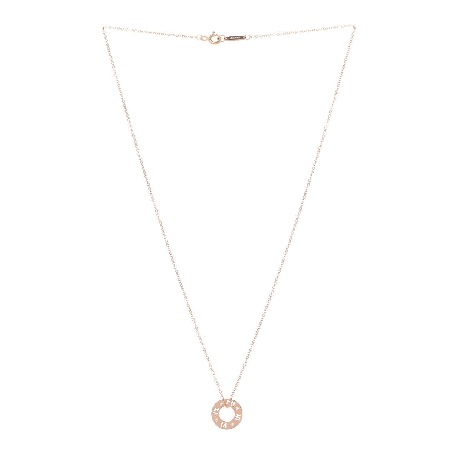 Tiffany 18K Rose Gold Diamond Atlas Pierced Pendant Necklace 4 of 8