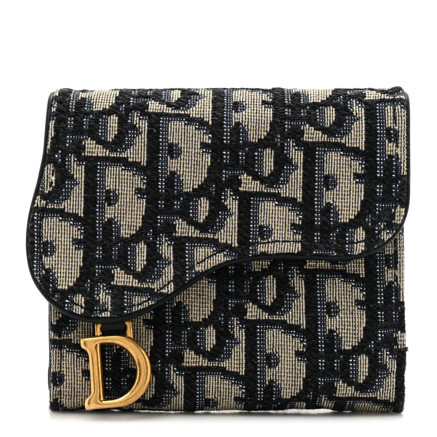 Christian Dior Oblique Saddle Lotus Wallet Blue 1 of 10