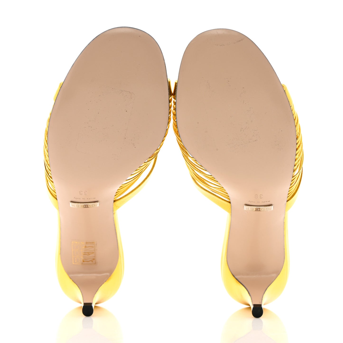 Metallic Nappa Crawford Knotted Mid Heel Slides 38 Gold