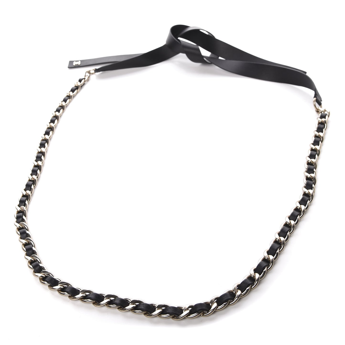 Lambskin Chain CC Bow Belt M Black Gold