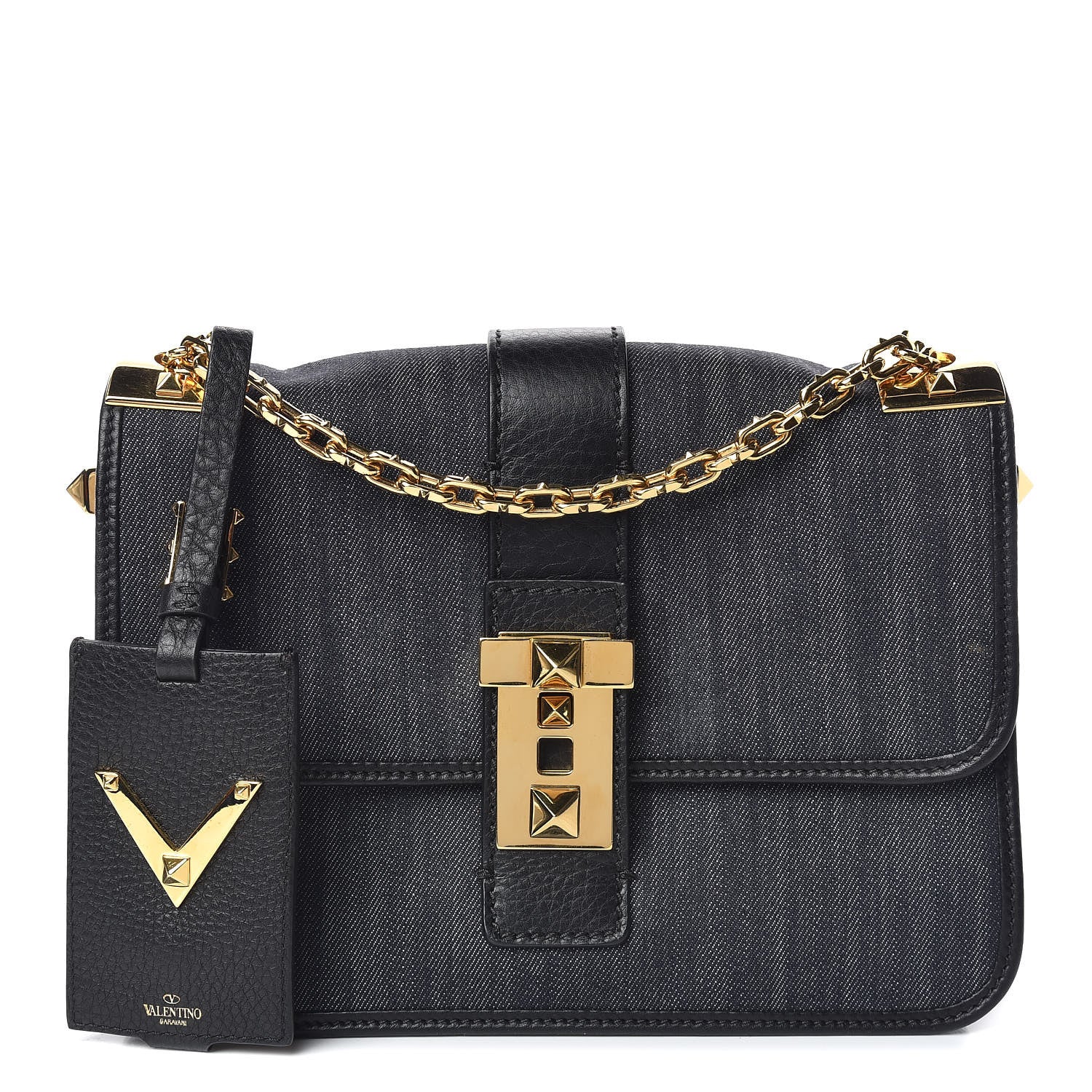 Valentino Garavani Denim B-Rockstud Flap Blue 1 of 9