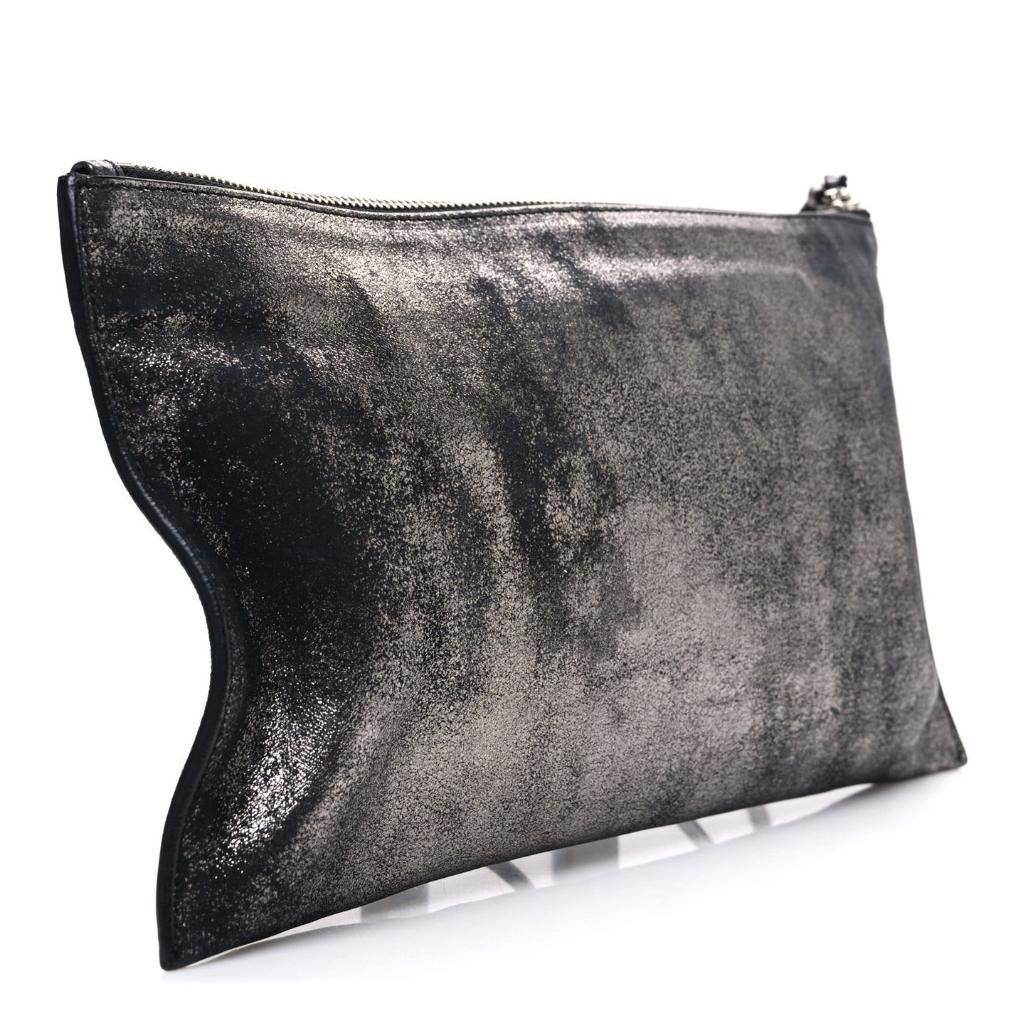 Metallic Calfskin Milky Way Papier Clutch Black