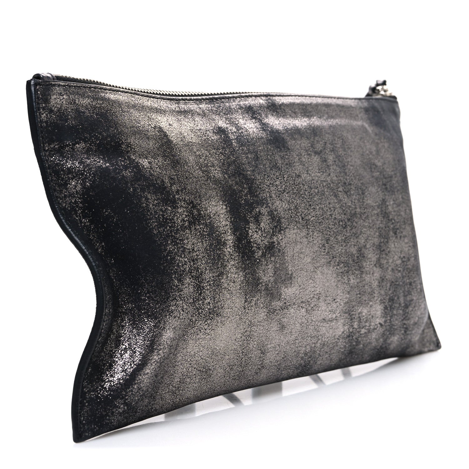 Balenciaga Metallic Calfskin Milky Way Papier Clutch Black 3 of 7