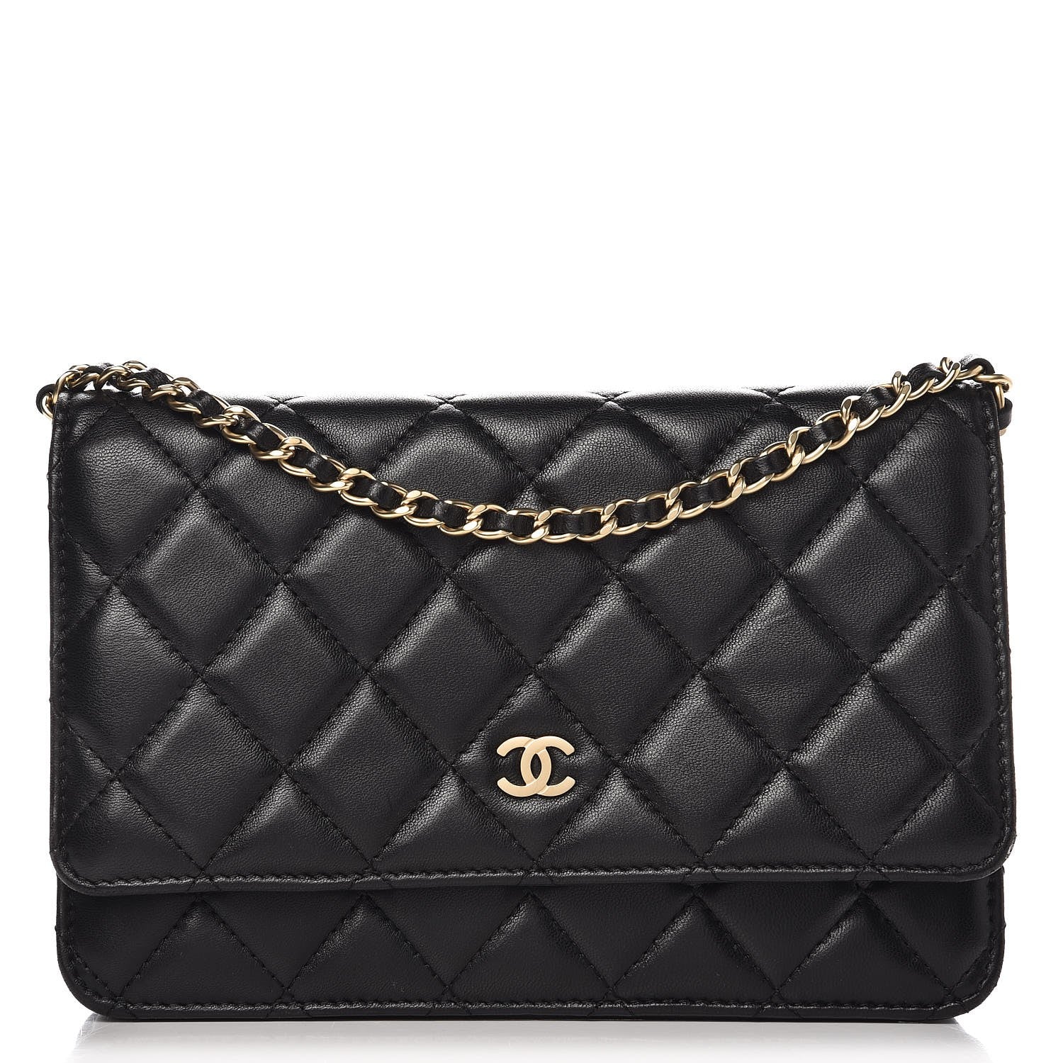 Chanel Lambskin Quilted Wallet On Chain WOC Black 1 of 9