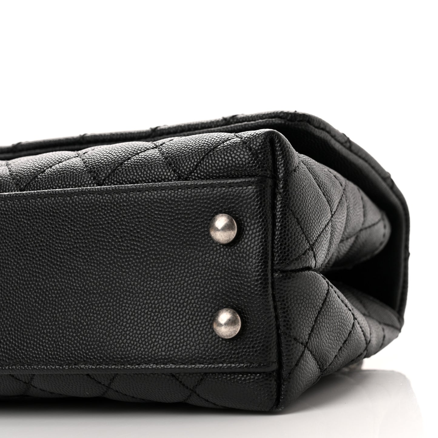 Caviar Lizard Embossed Quilted Mini Coco Handle Flap Black