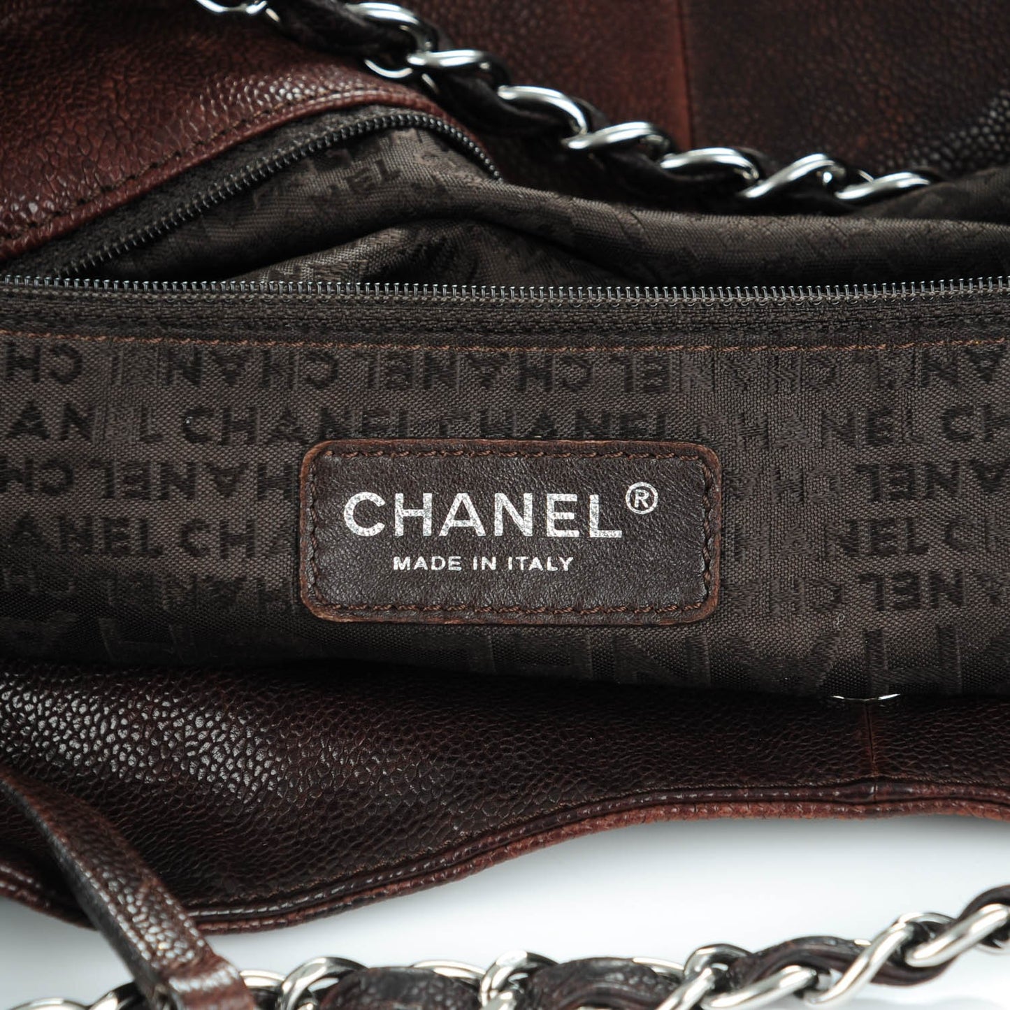 Distressed Caviar XL Coco Cabas Brown