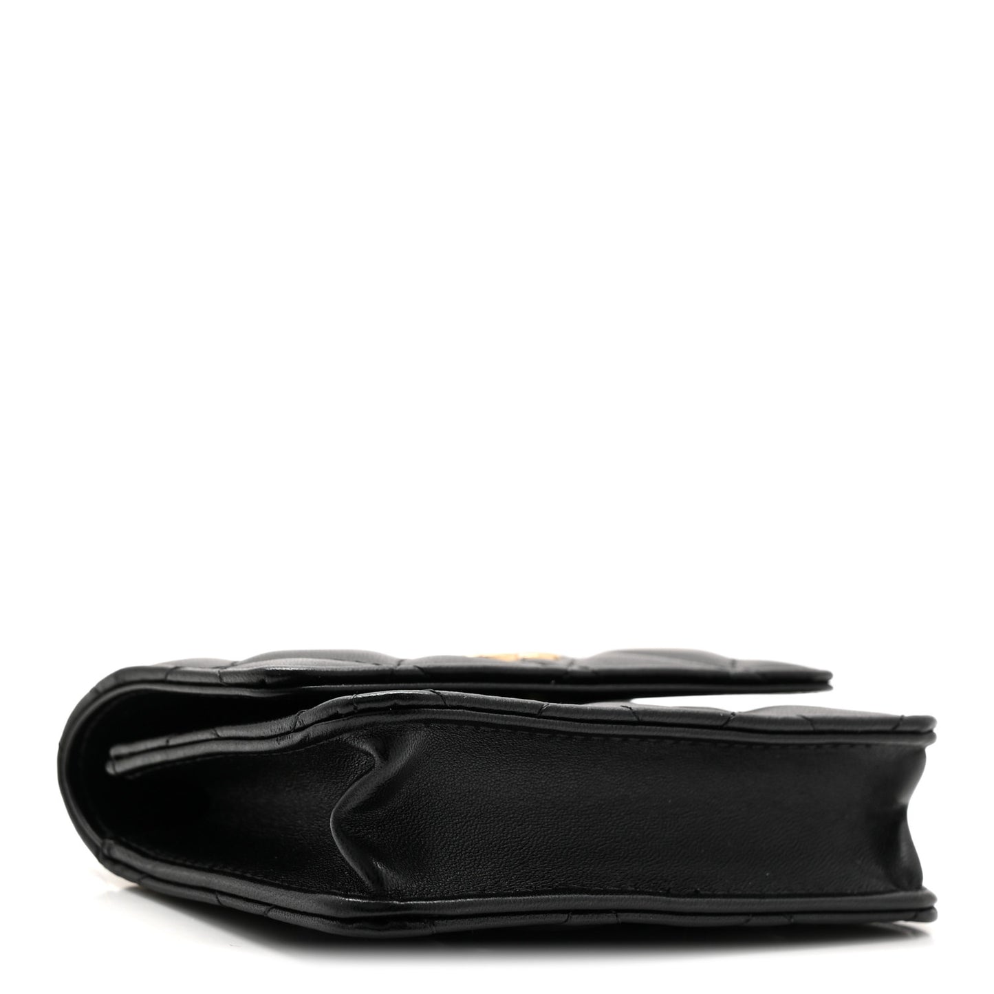 Lambskin Quilted CC Hook Card Holder Black