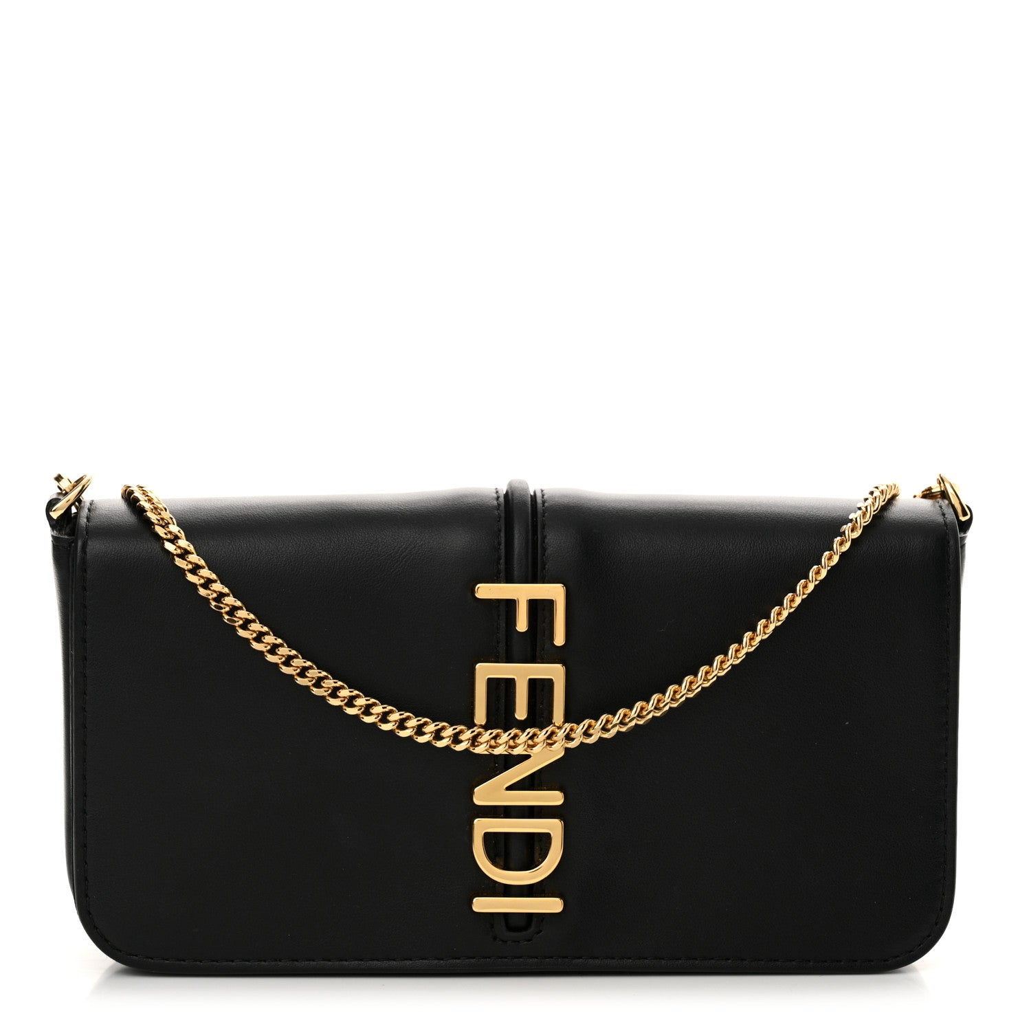 Fendi Vitello Grace Matte Fendigraphy Wallet On Chain Black 1 of 11