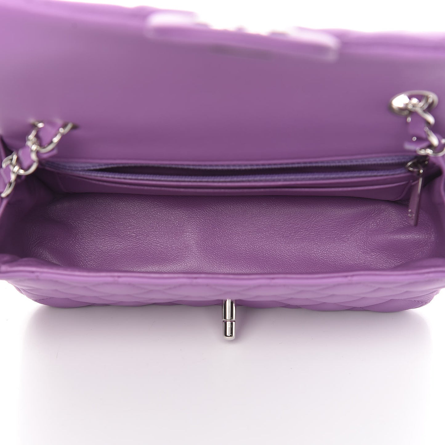 Lambskin Quilted Mini Rectangular Flap Purple