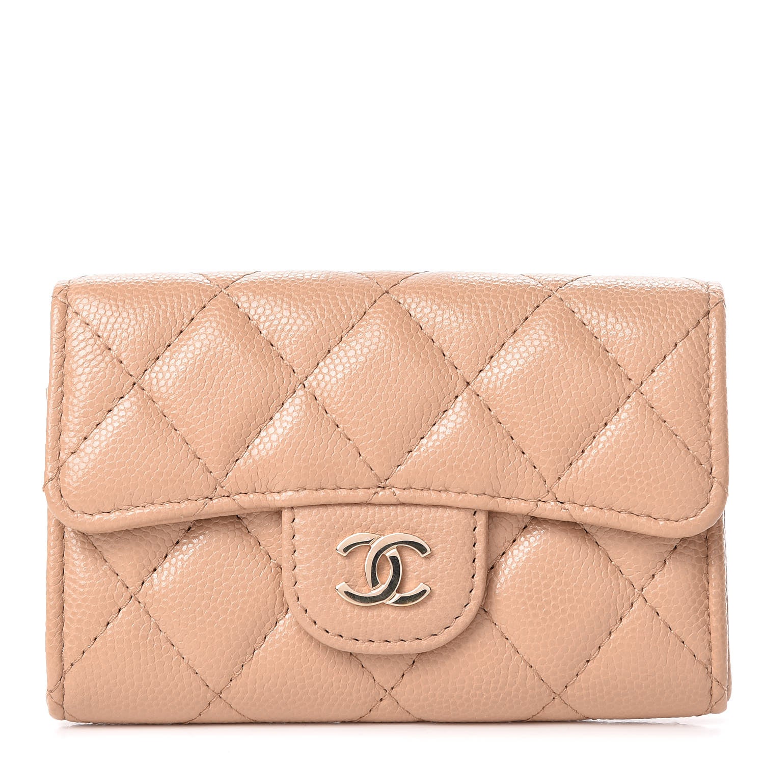 Chanel Caviar Quilted Flap Card Holder Wallet Beige 1 of 9