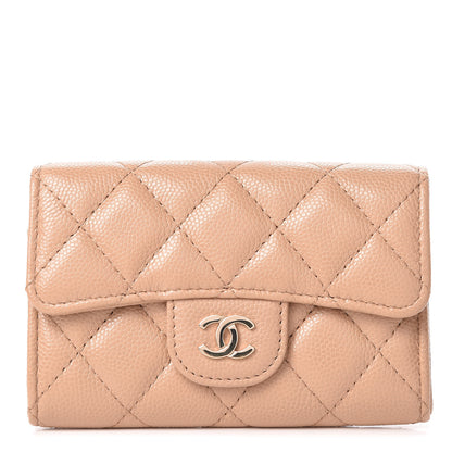 Chanel Caviar Quilted Flap Card Holder Wallet Beige 1 of 9
