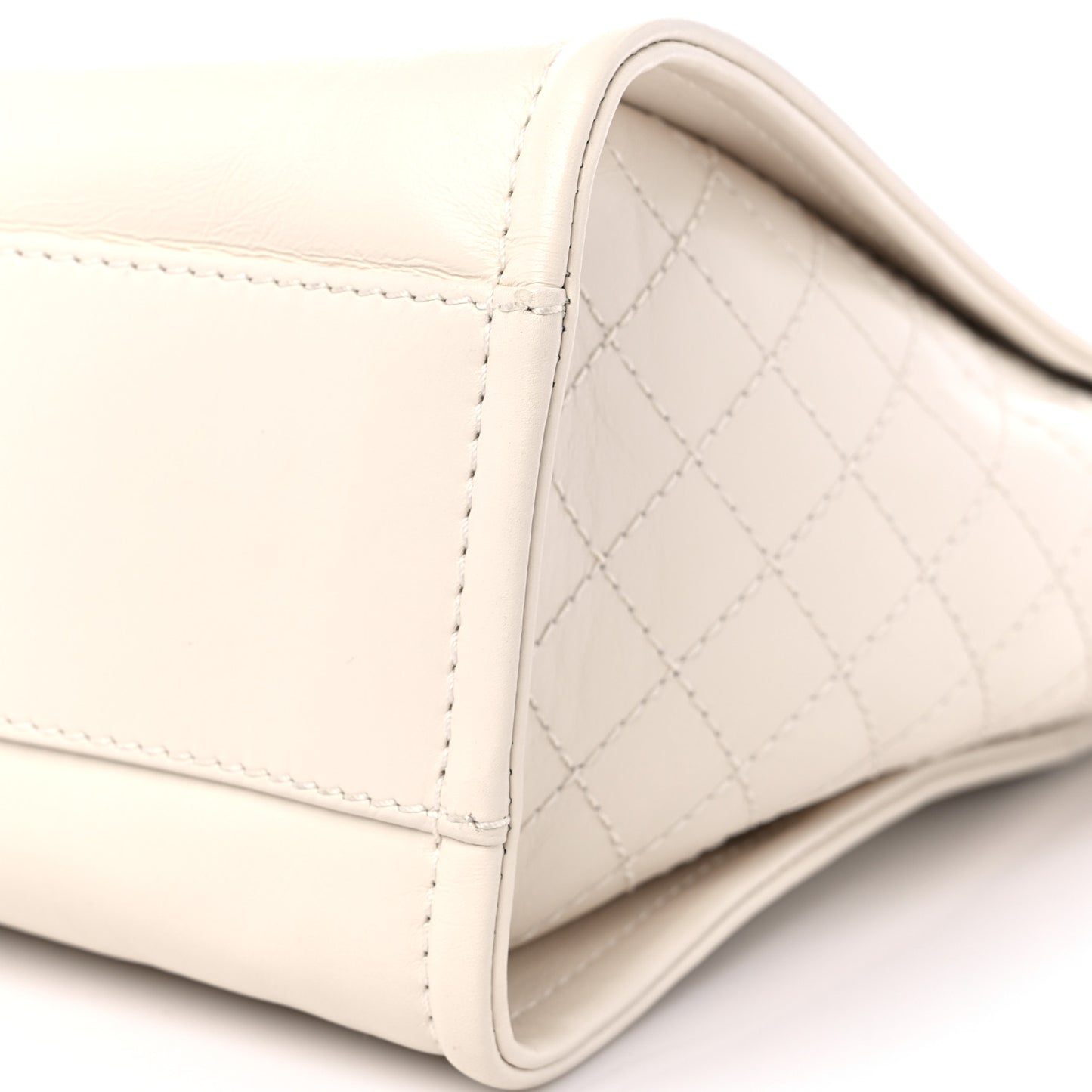 Aged Calfskin Small Charms Deauville Tote White