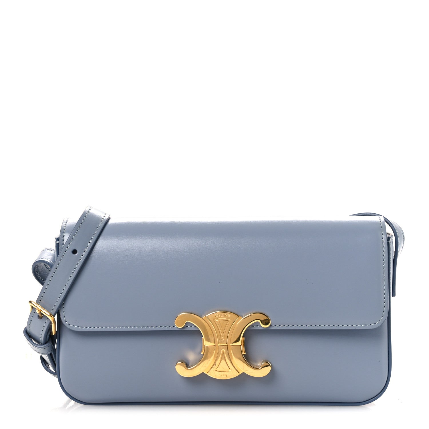 Celine Shiny Calfskin Triomphe Shoulder Bag California Blue 1 of 13