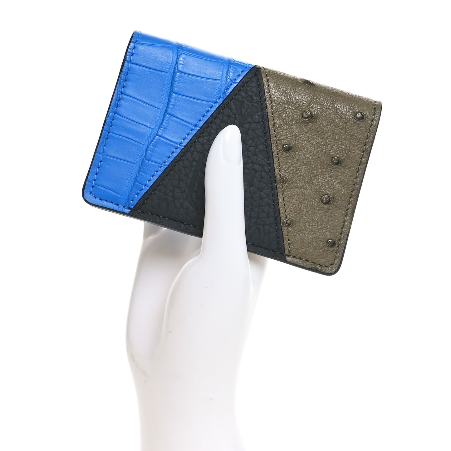 Ostrich Crocodile Pocket Organizer Blue Brown
