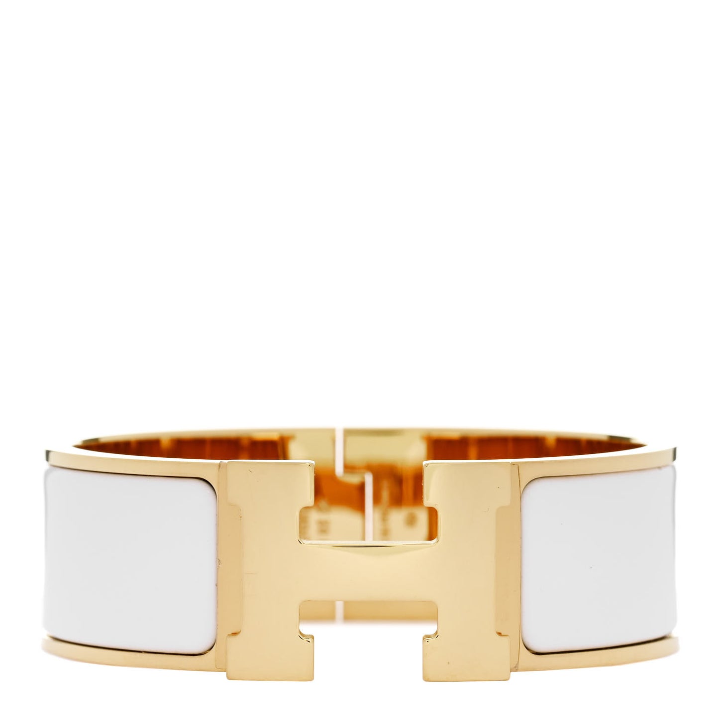 Enamel Wide Clic Clac H Bracelet PM White