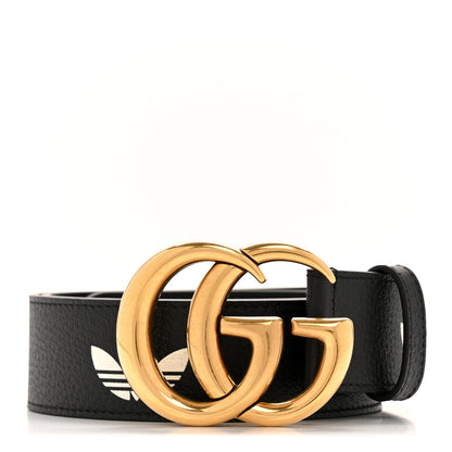 Gucci X ADIDAS Textured Dollar Calfskin Double G 40mm Belt 85 34 Black 1 of 6