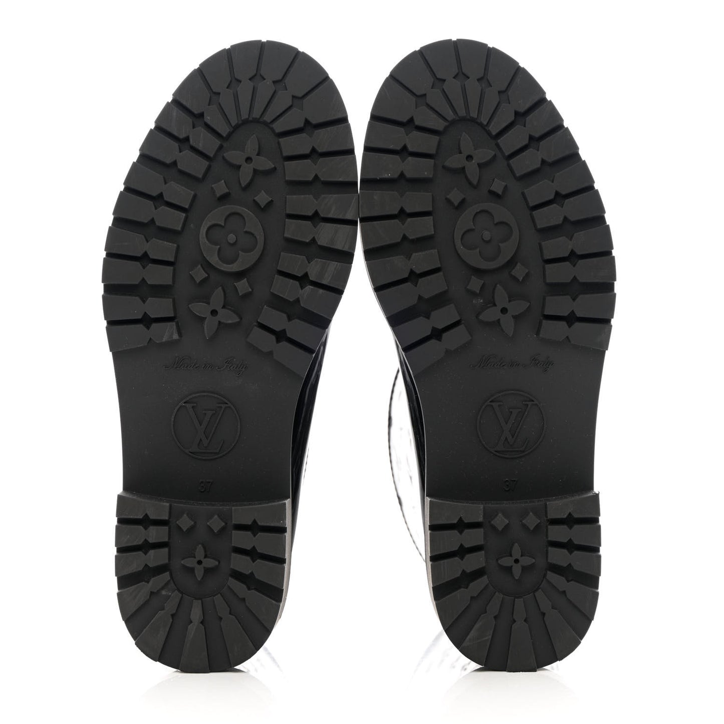 Rubber Embossed Monogram Splash Rain Short Boots 37 Black