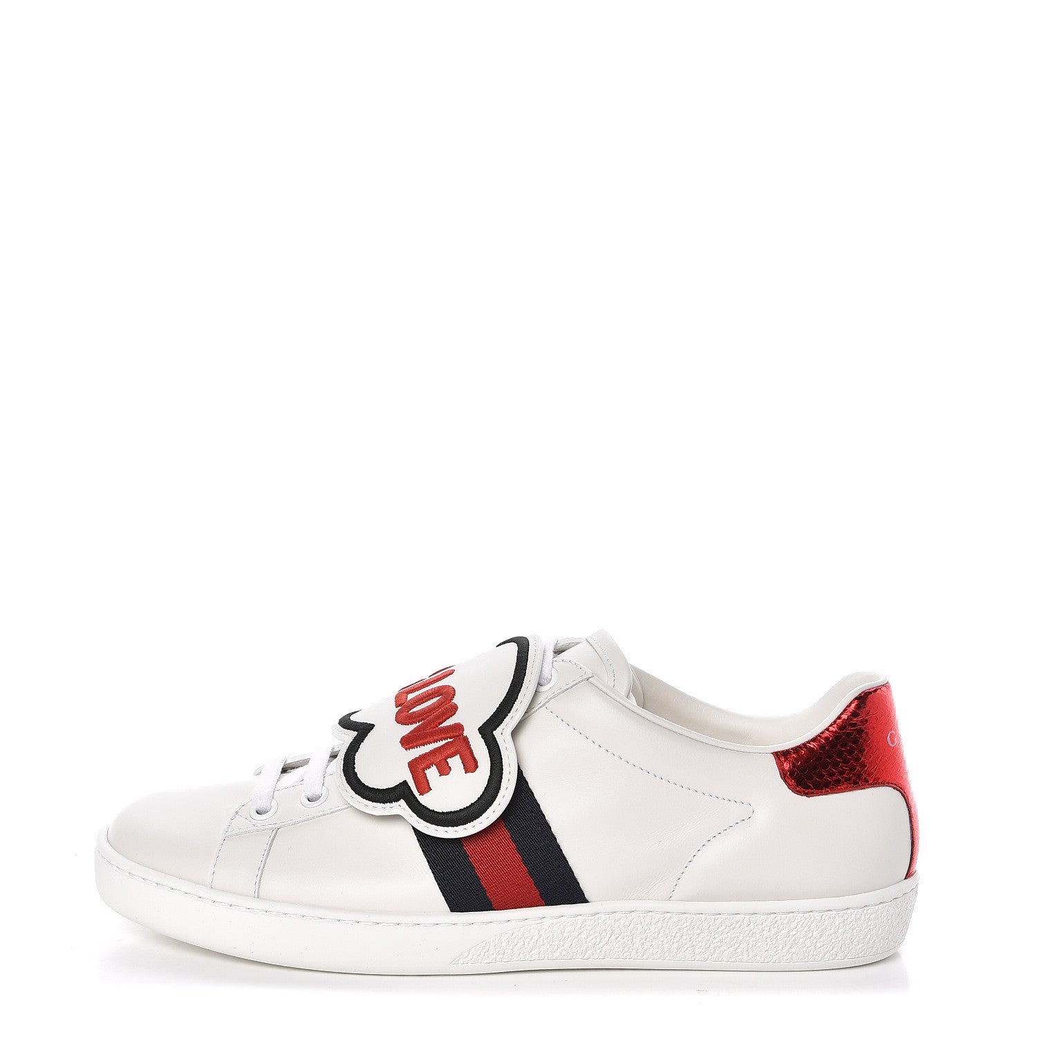 Gucci Calfskin Ayers Blind For Love Embroidered Womens Ace Sneakers 38 White 1 of 10