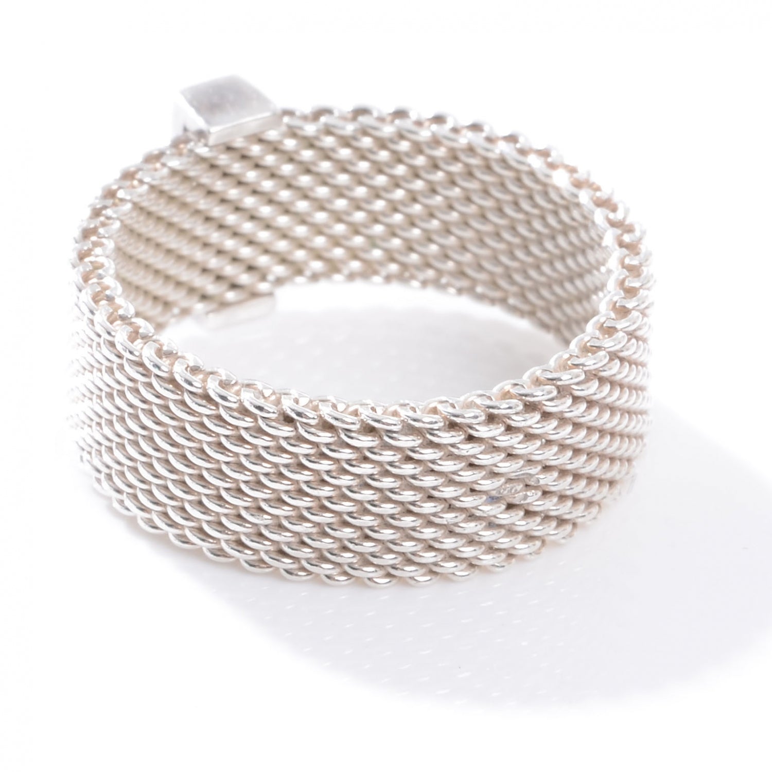 Tiffany Sterling Silver Diamond Somerset Mesh Ring 51 5.75 4 of 6