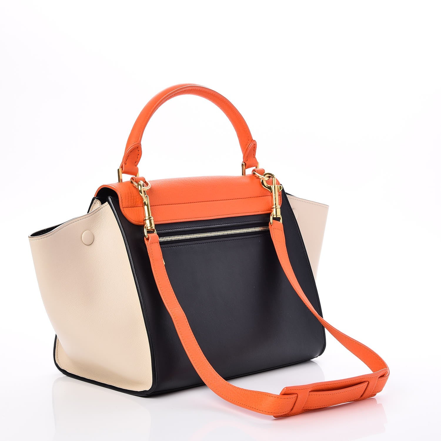 Celine Bullhide Calfskin Small Tri-Color Trapeze Fluo Orange 4 of 7