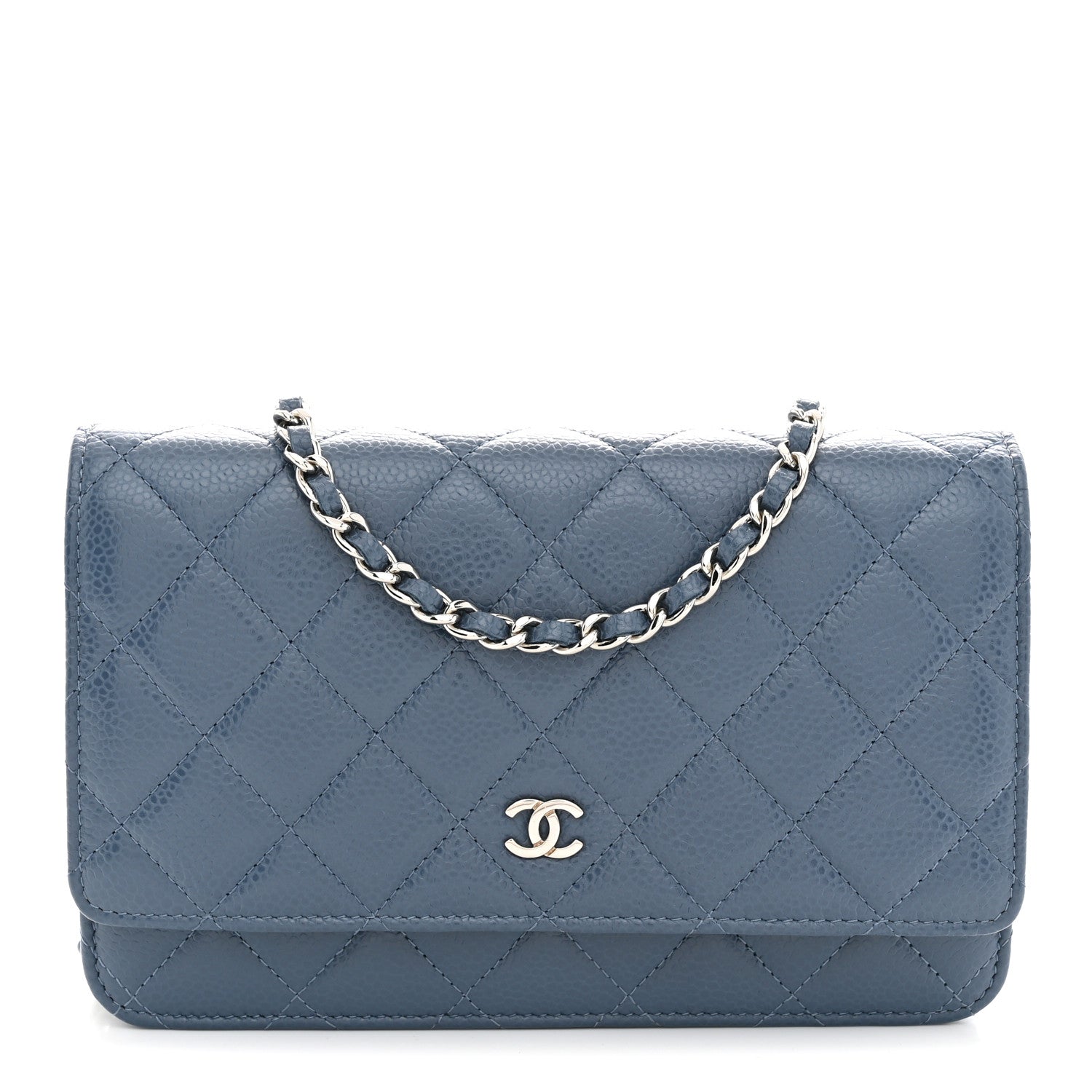 Chanel Caviar Quilted Wallet on Chain WOC Blue 1 of 10