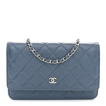 Chanel Caviar Quilted Wallet on Chain WOC Blue 1 of 10