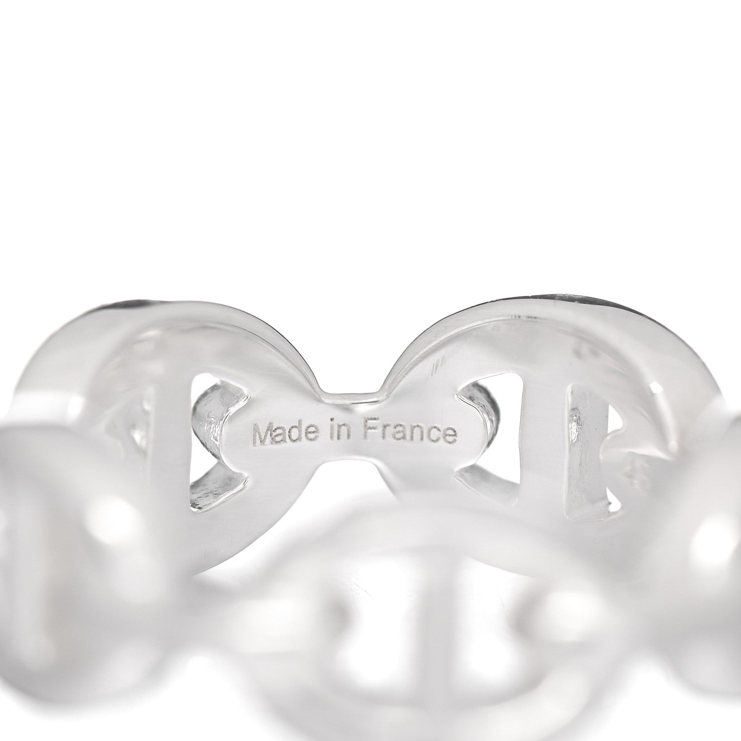 Hermes Sterling Silver PM Chaine d'Ancre Enchainee Band Ring 48 4.5 4 of 5