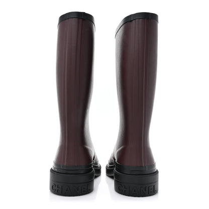 Chanel Caoutchouk CC High Boots 37 Burgundy Black 4 of 12