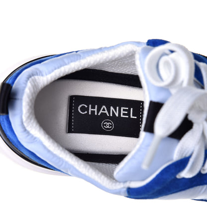 Chanel Nylon Suede Calfskin CC Sneakers 38 Blue Light Blue 8 of 10