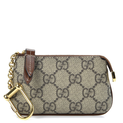 Gucci GG Supreme Monogram Key Case Beige Ebony Cuir 1 of 8
