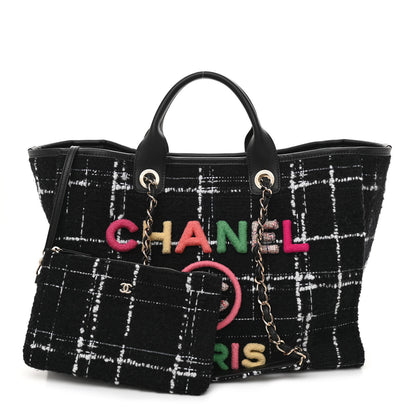 Chanel Tweed Medium Deauville Tote Black White Multicolor 1 of 13