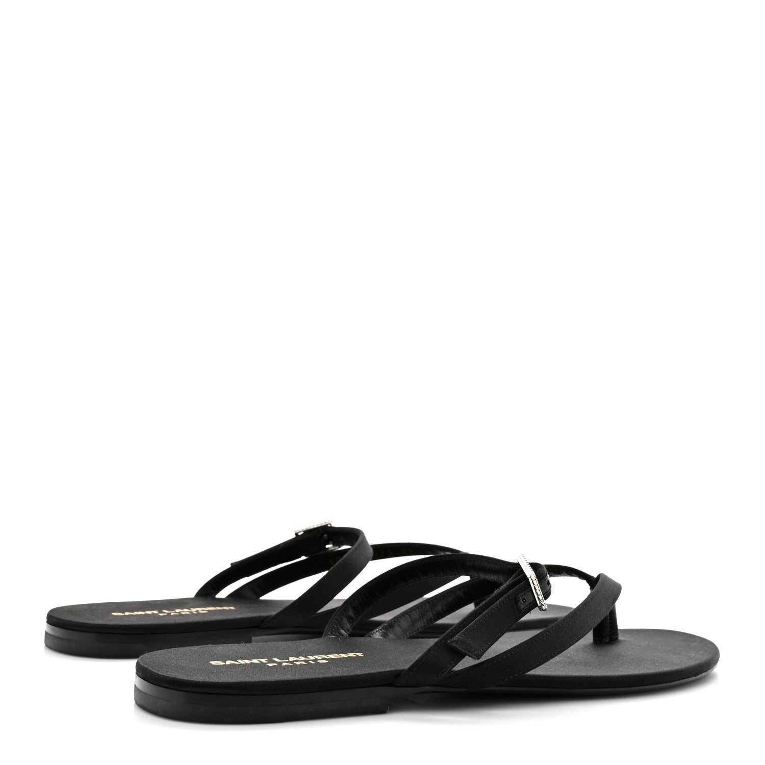 Saint Laurent Crepe Satin Laszlo Sandals 39.5 Black 5 of 9