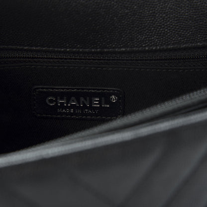 Chanel Caviar Chevron Quilted Small Coco Handle Flap So Black 7 of 9